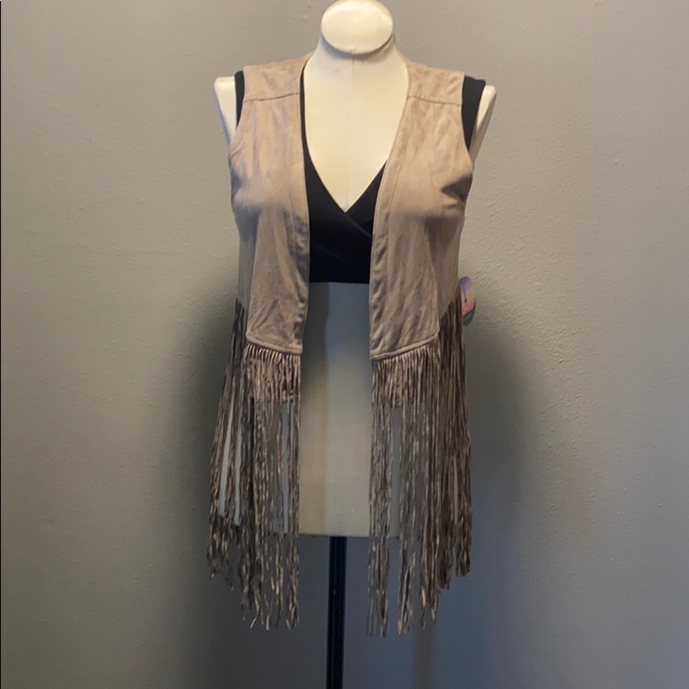 Suede boho fringe vest